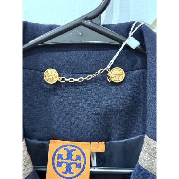 Tory Burch Wool Blend Gold Tone Single Breasted Blazer Jacket Navy Blue Womens 6 - Picture 4 of 6